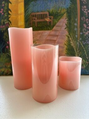 Pink LED Flameless Pillar Candles - Set of 3